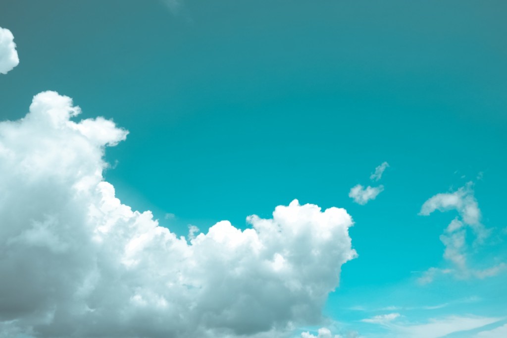 White clouds in a turquoise sky